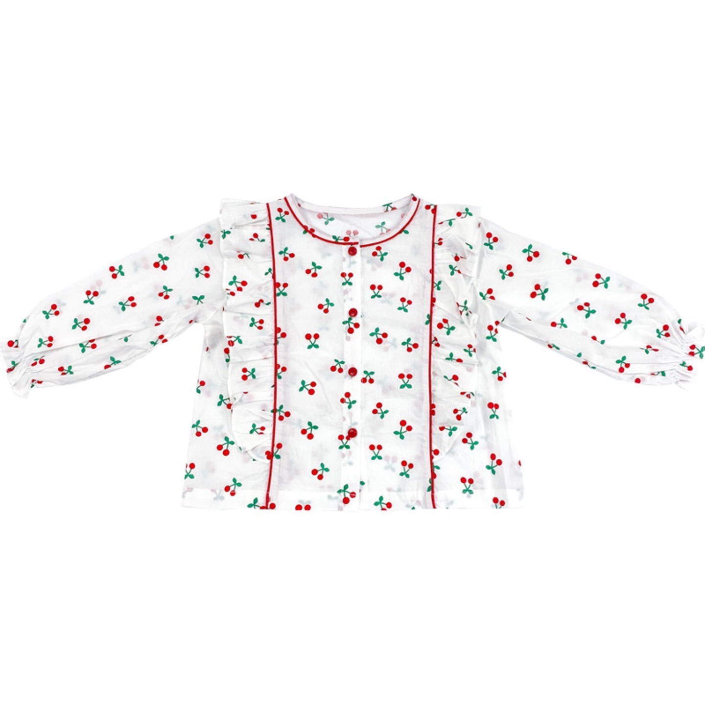 Ruffle Long Sleeve Cherry Top