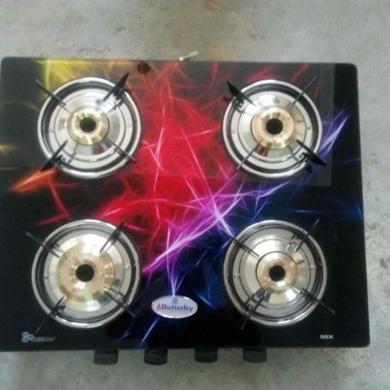 4 burner digital print glass top gas stove