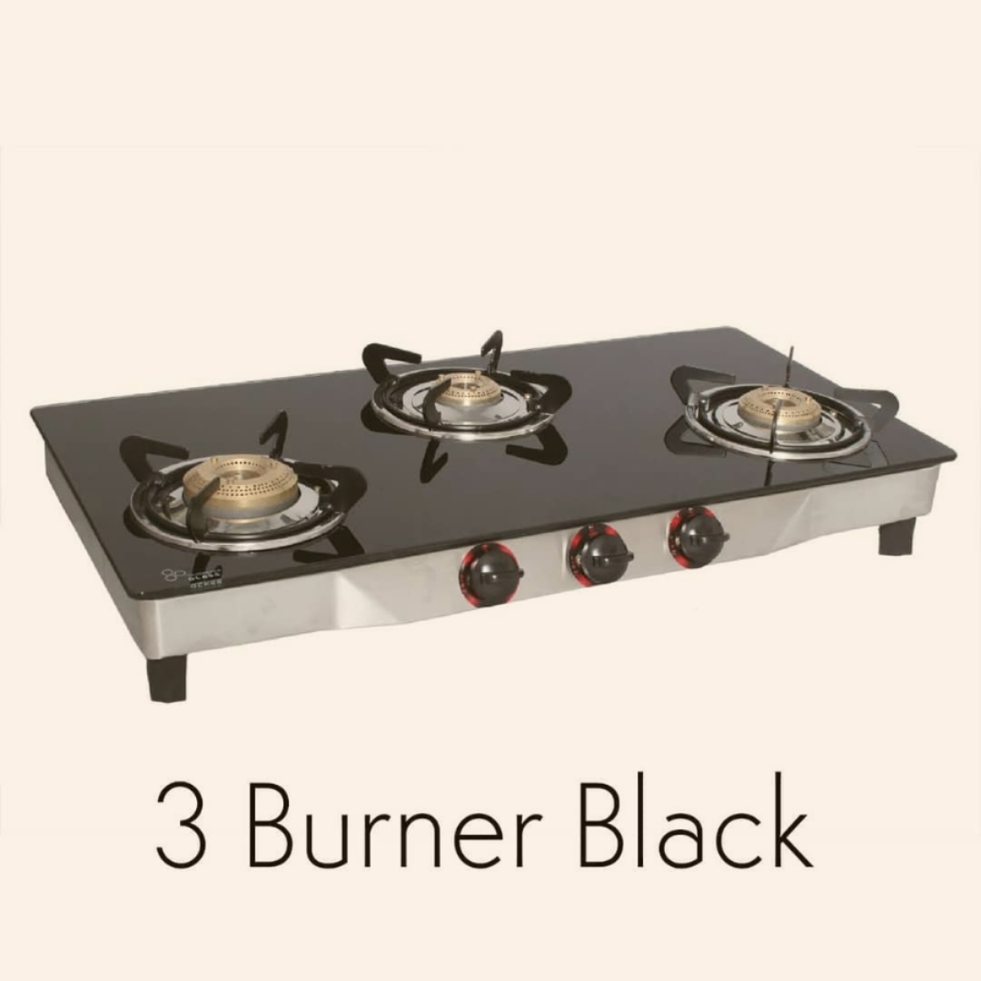 3 burner glass top gas stove heavy