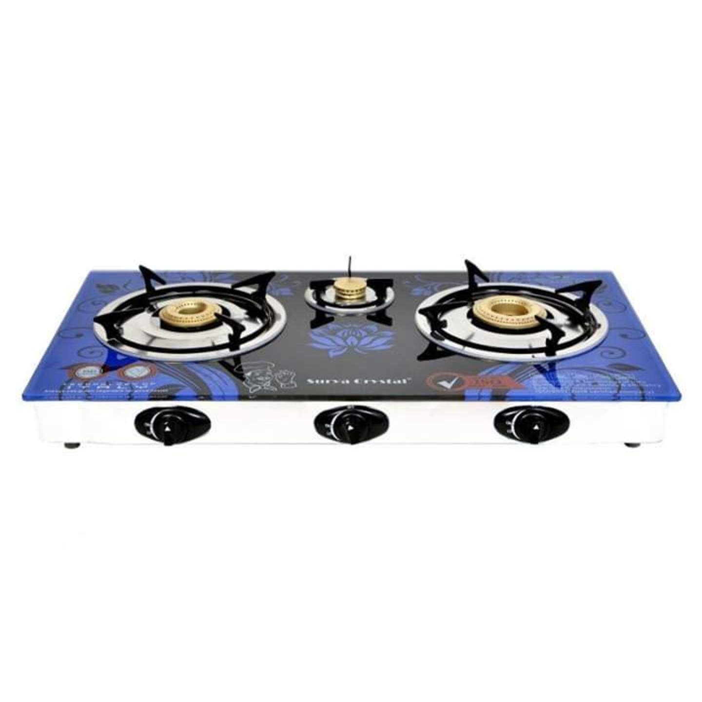 Auto ignition 3 burner glass top cooktop