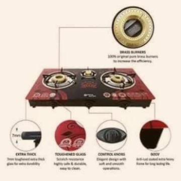 automatic 3 burner glass top gas stove