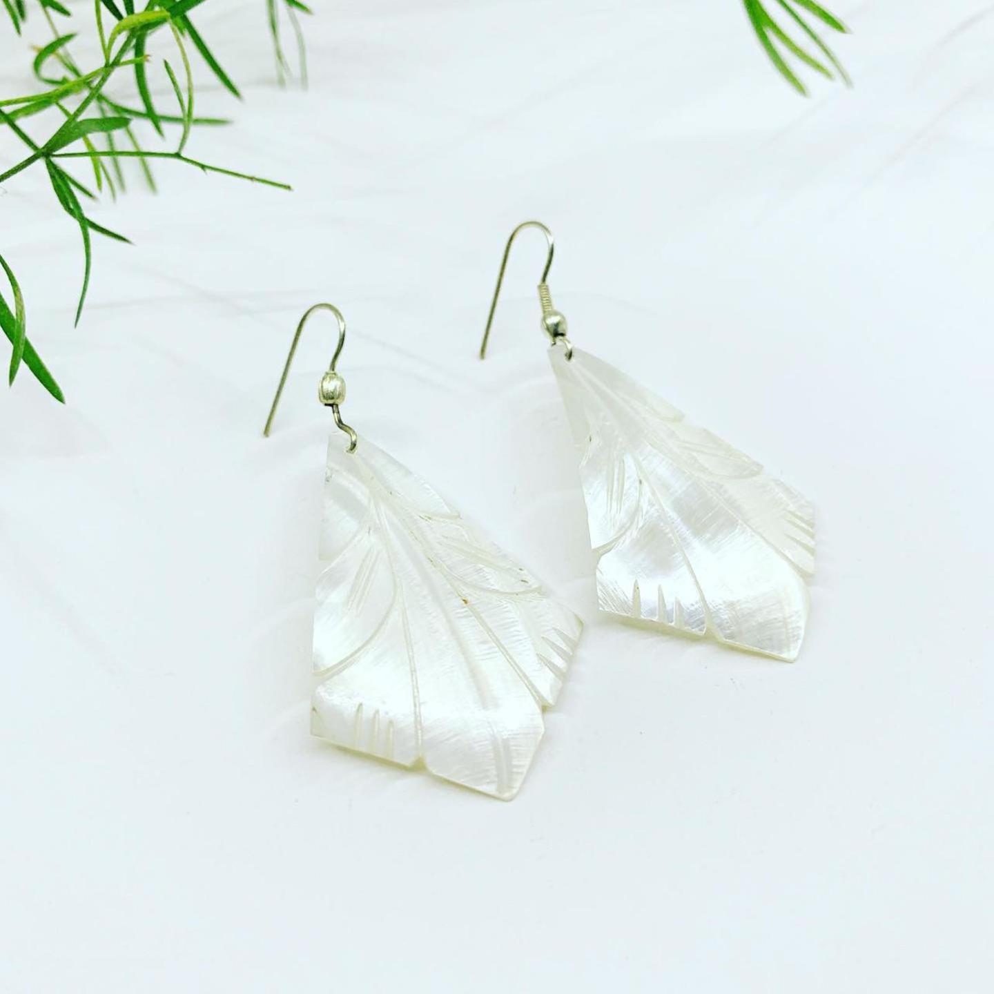 Hand Carved Shell Earrings 45224