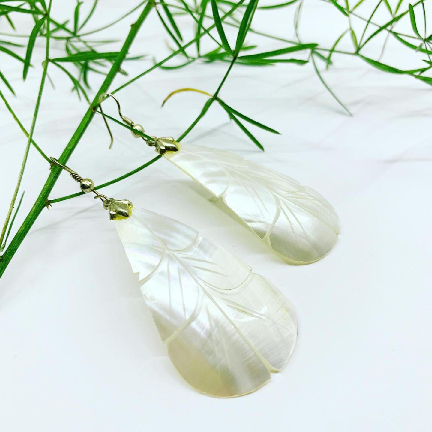 Hand Carved Shell Earrings 45227