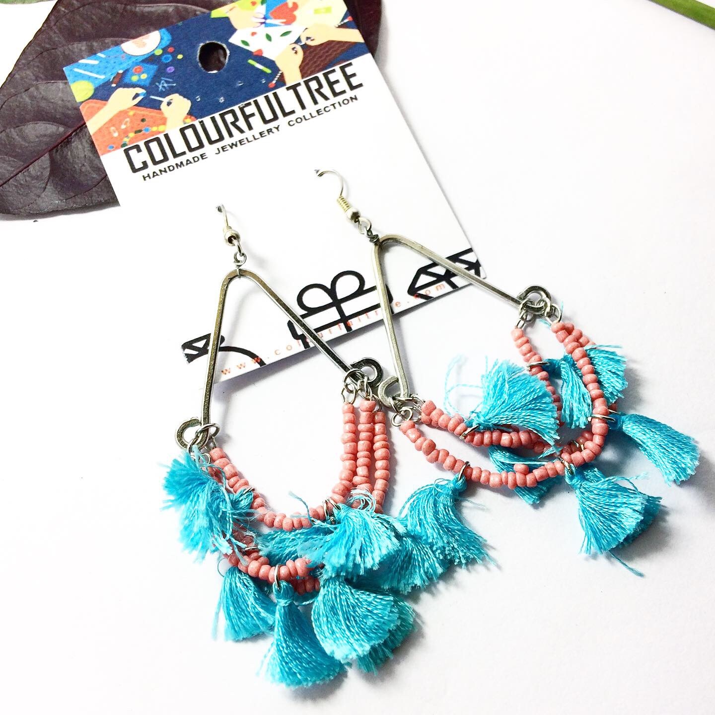 Handmade Beaded and Thread Earrings 95236