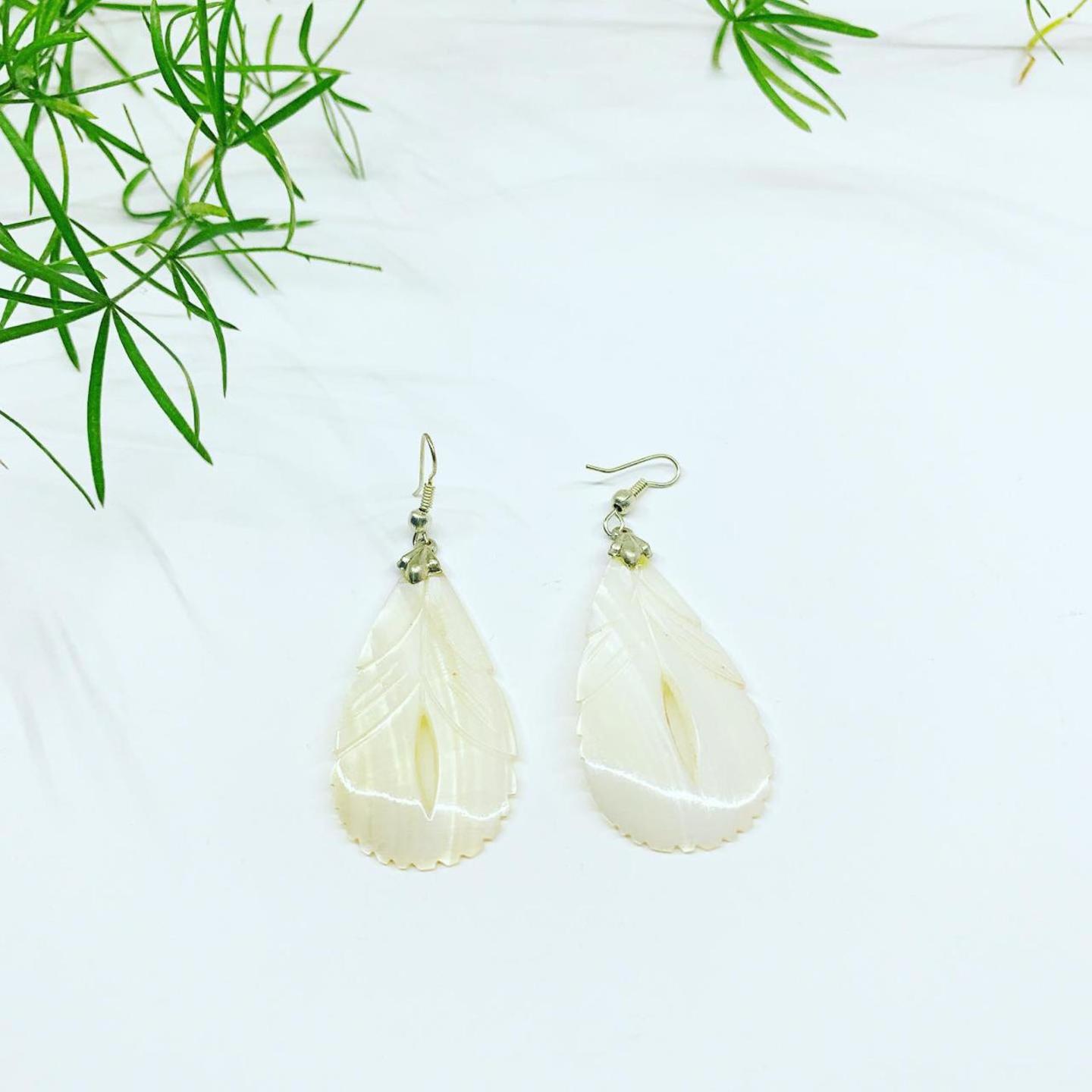 Hand Carved Shell Earrings 45221