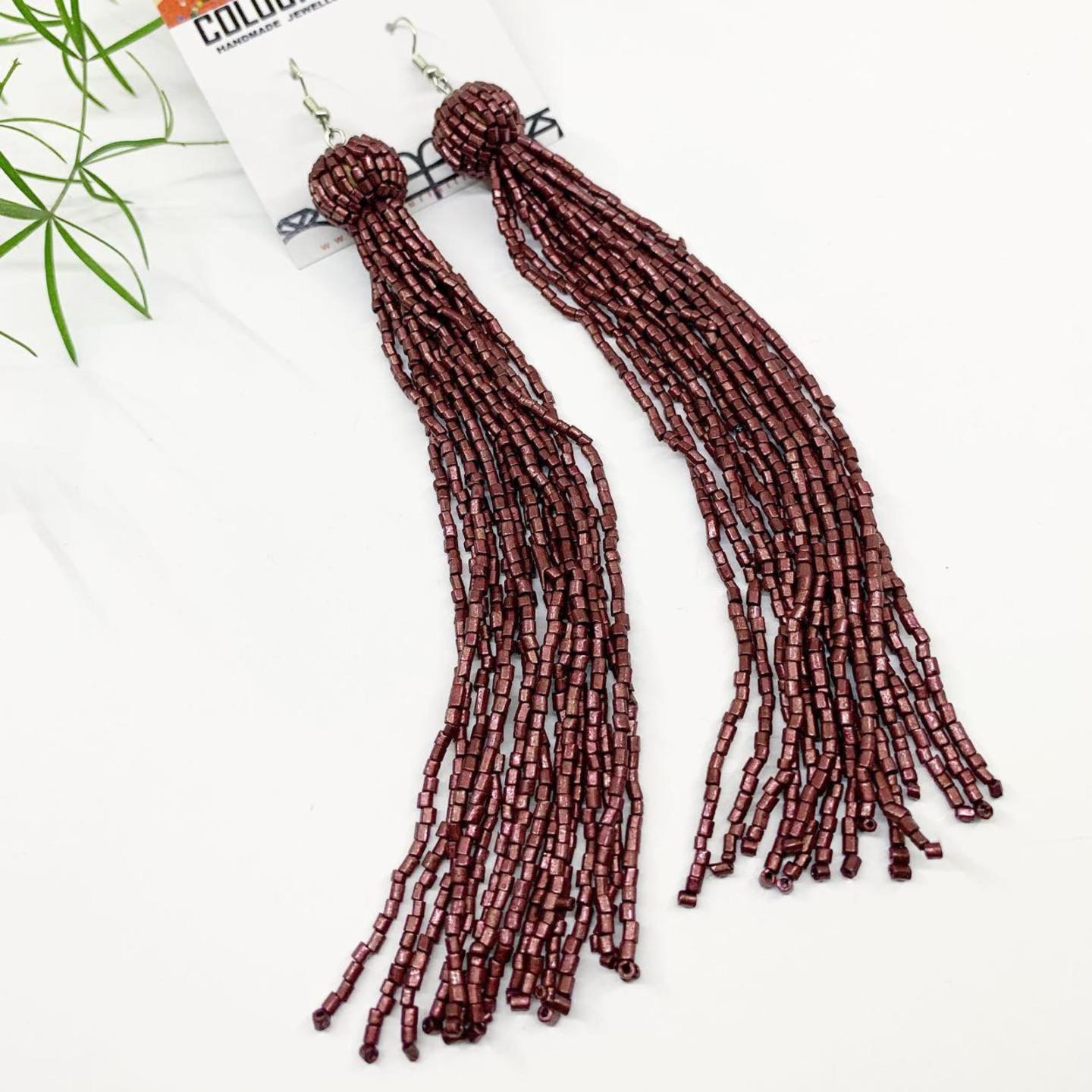Handmade Beaded Long Earrings 55291