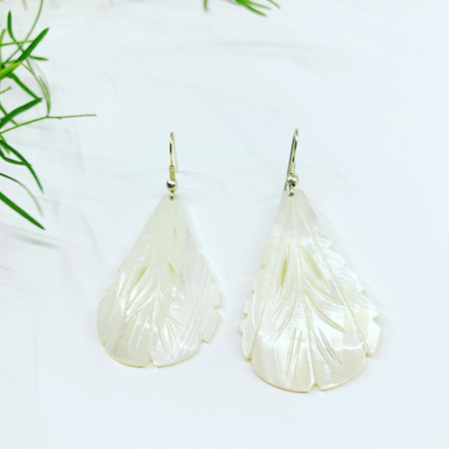 Hand Carved Shell Earrings 45223