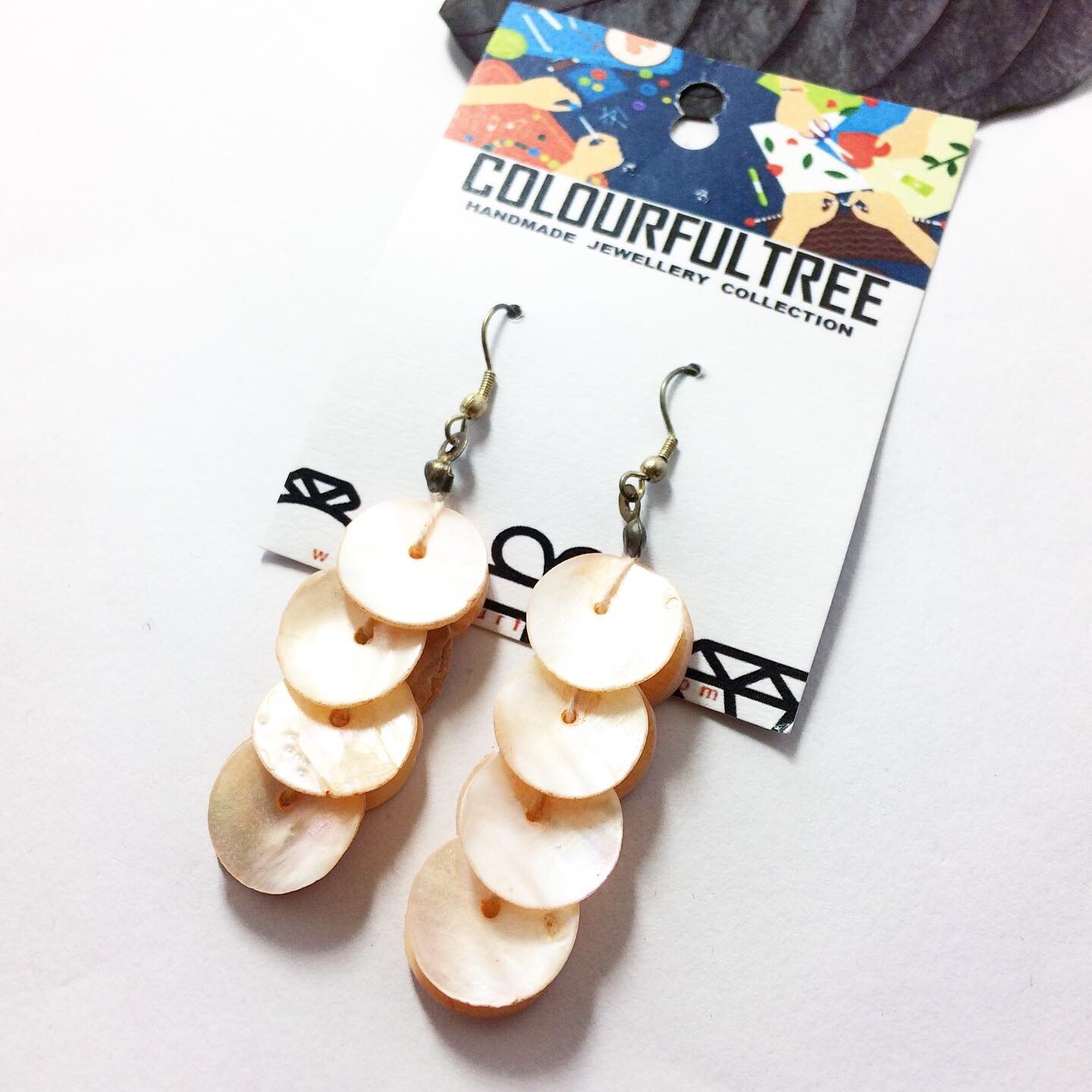 Handmade Beaded Baby Pink Shell Earrings 95275