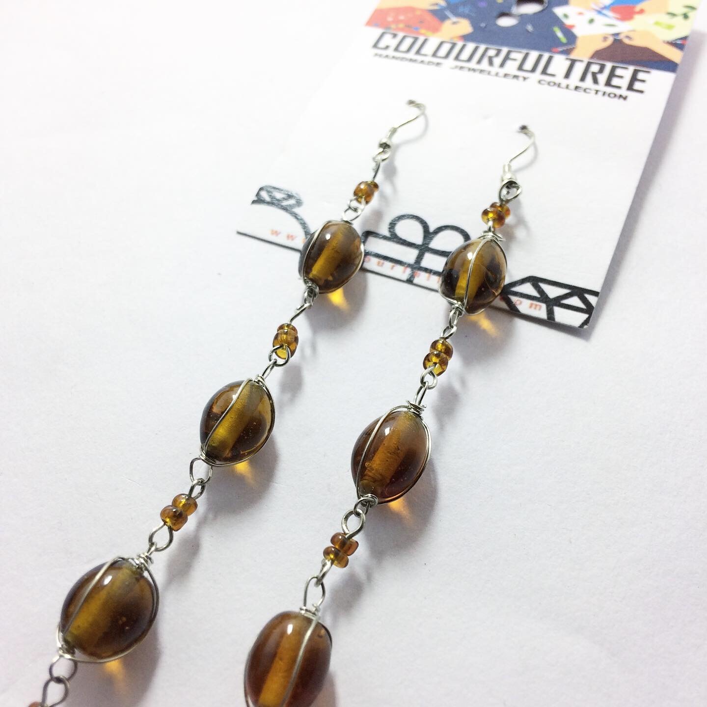 Handmade 6Inch Long Beaded Earrings 95261