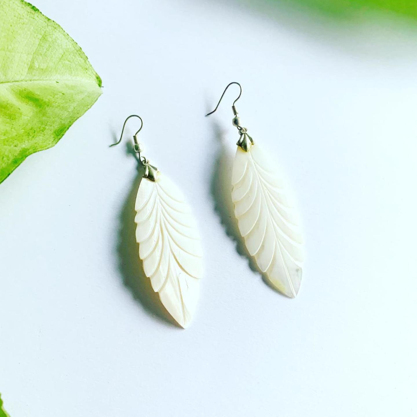 Hand Carved Shell Earrings 45230