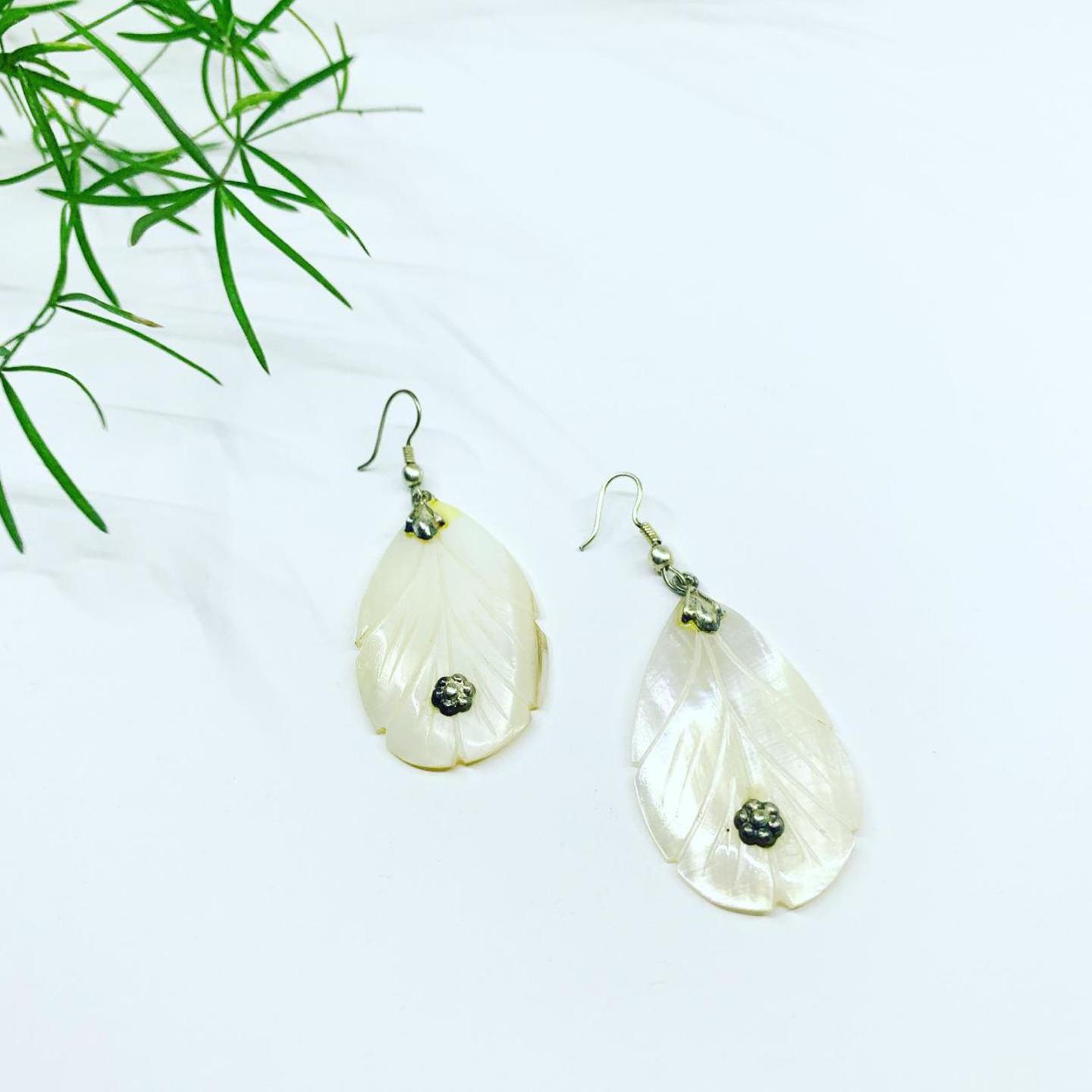 Hand Carved Shell Earrings 45228