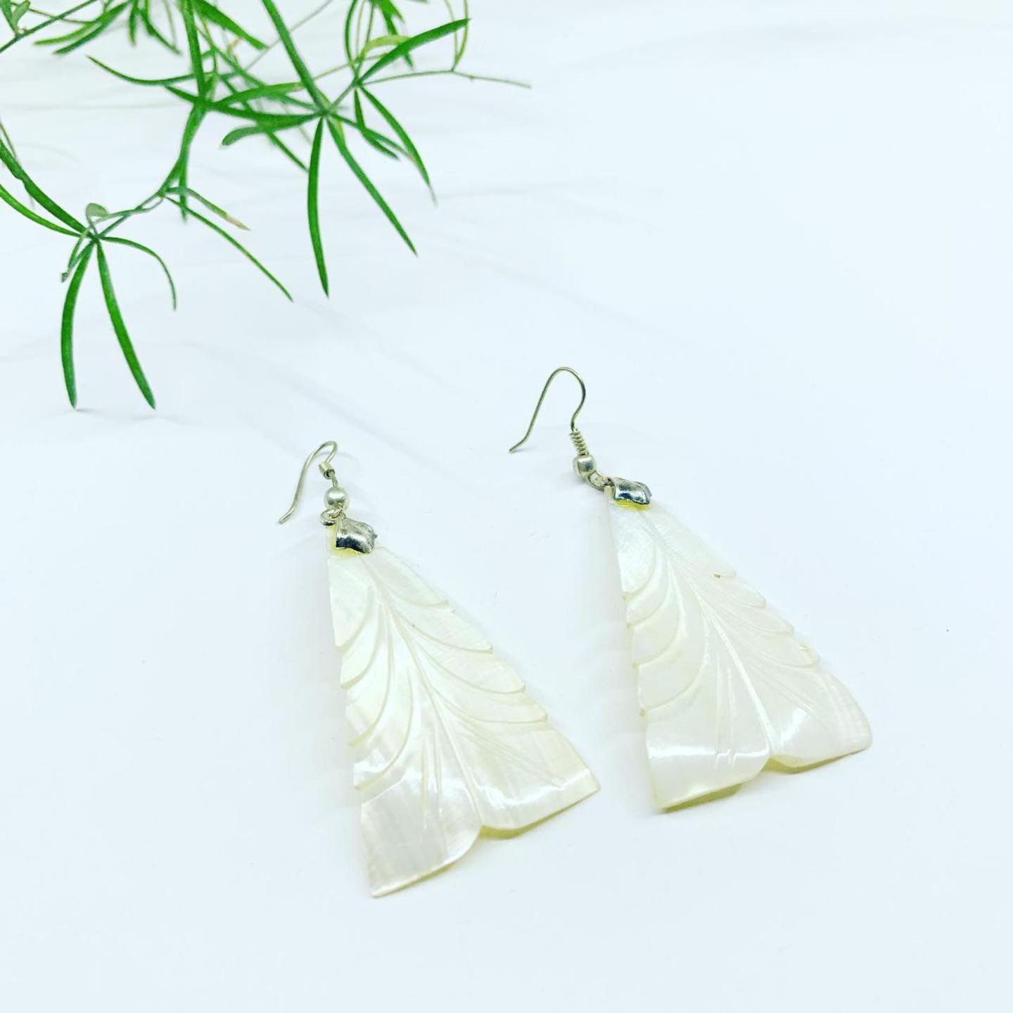 Hand Carved Shell Earrings 45221