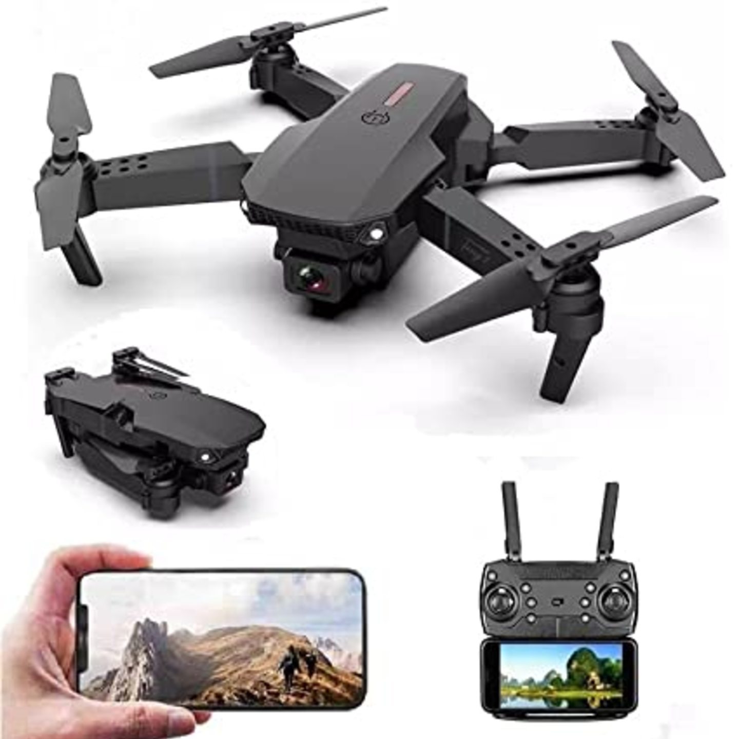 Wi-Fi Selfie Gesture Foldable Camera Drone with 1600mAh Battery - 360 Flip Headless Mode RC Selfie Camera