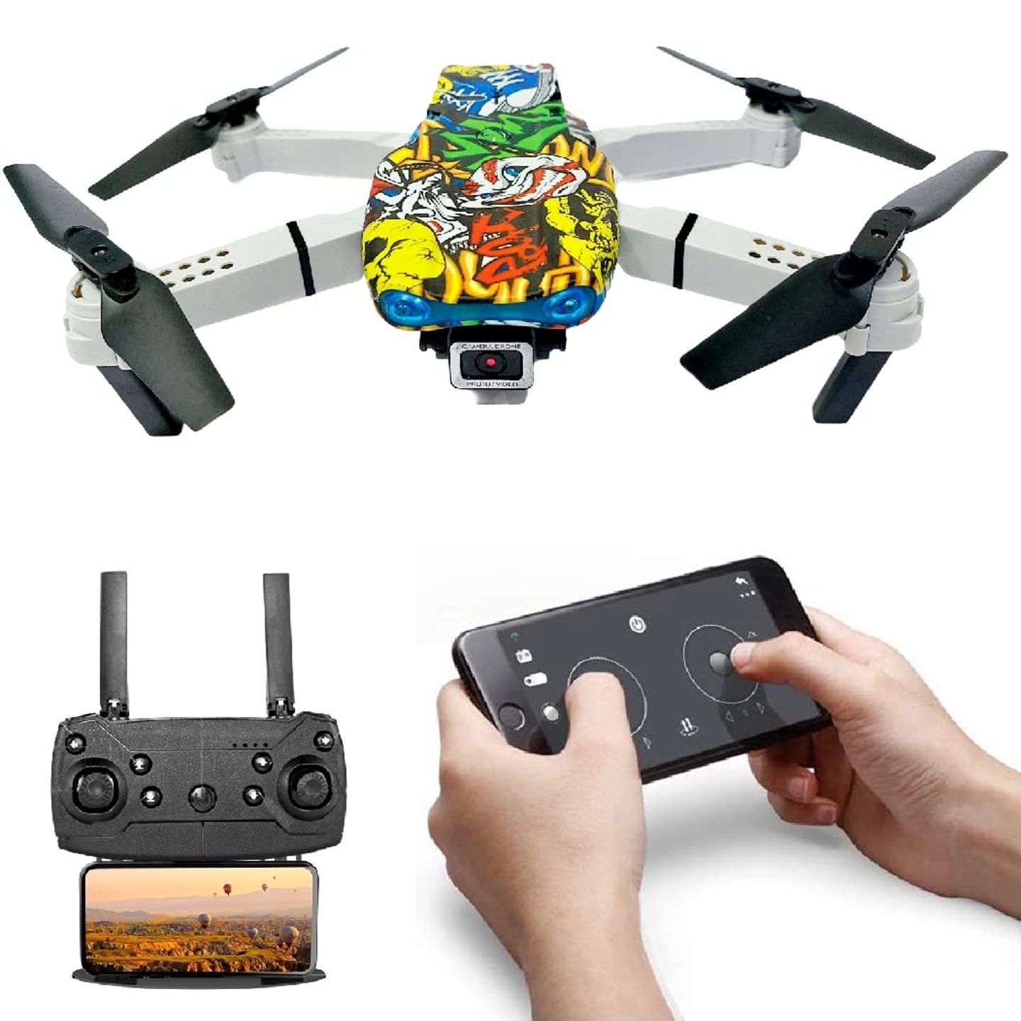 Drone Wi-Fi Selfie Gesture Foldable Dual Camera Drone with 1800mAh Battery - 360 Flip Headless Mode RC Selfie Camera Quadcopter Toy