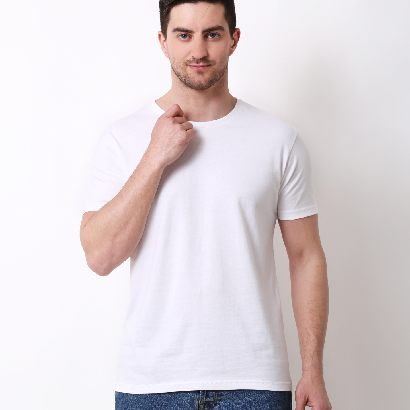 WHITE SOLID PLAIN TSHIRT