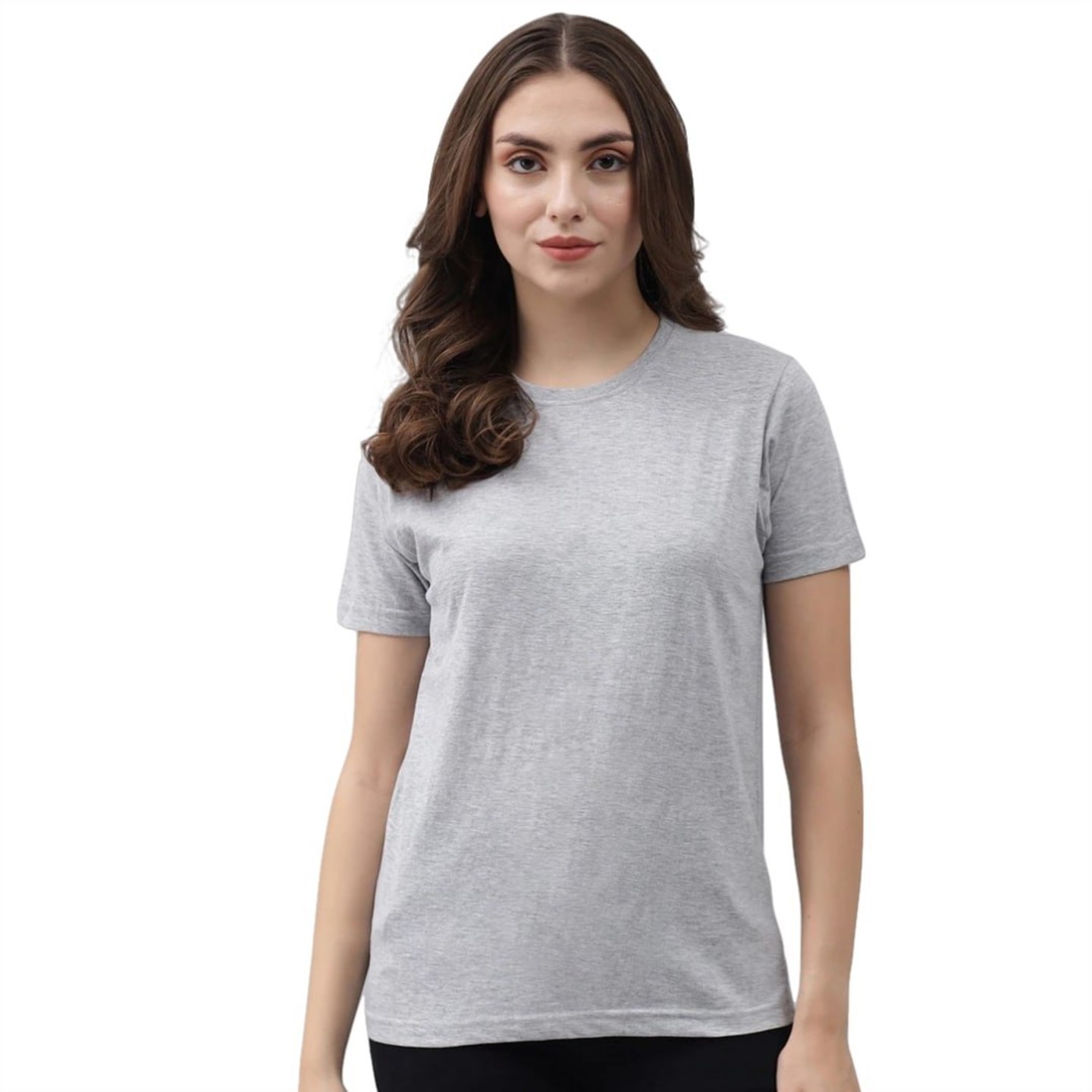 GREY SOLID PLAIN TSHIRT