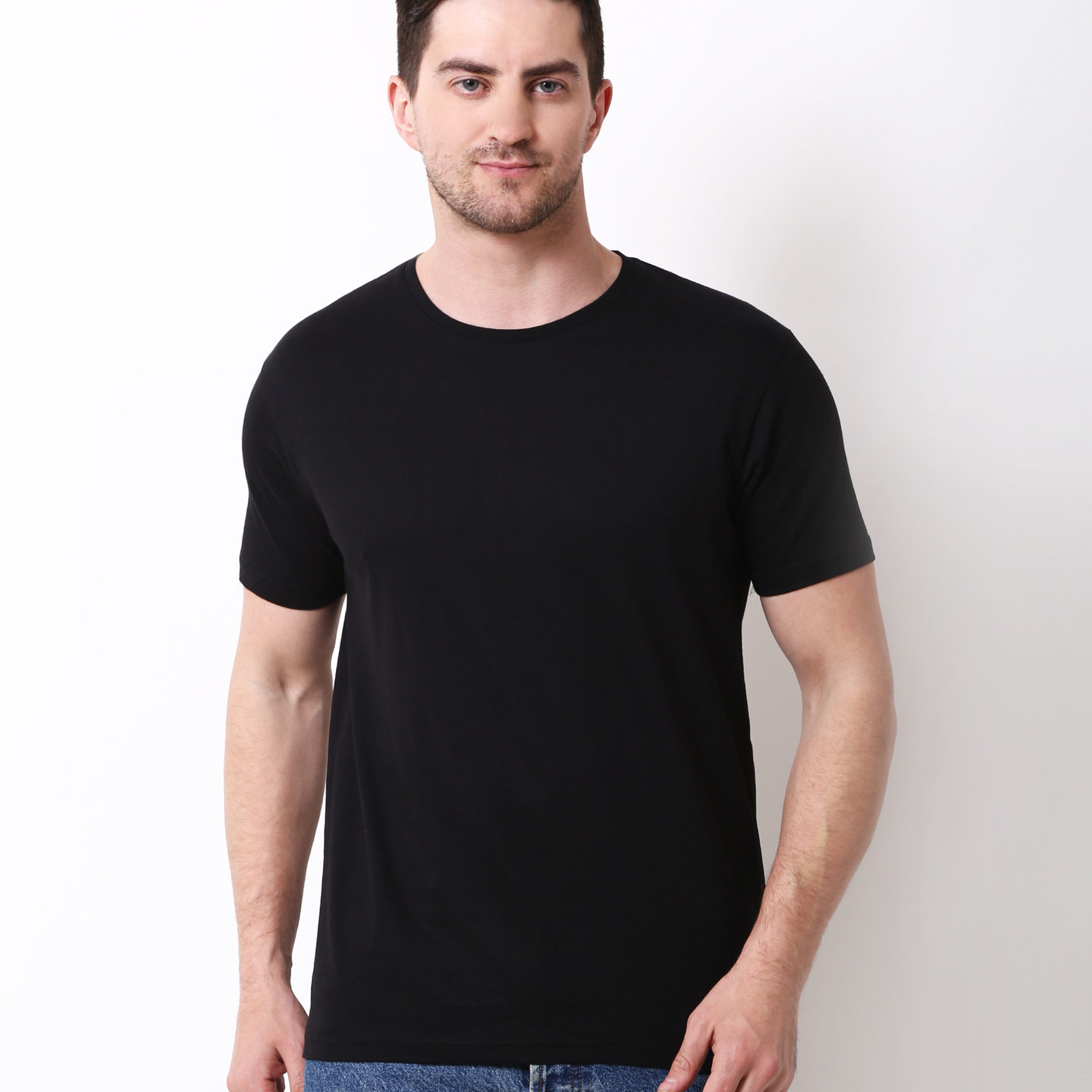 Black solid Plain tshirt