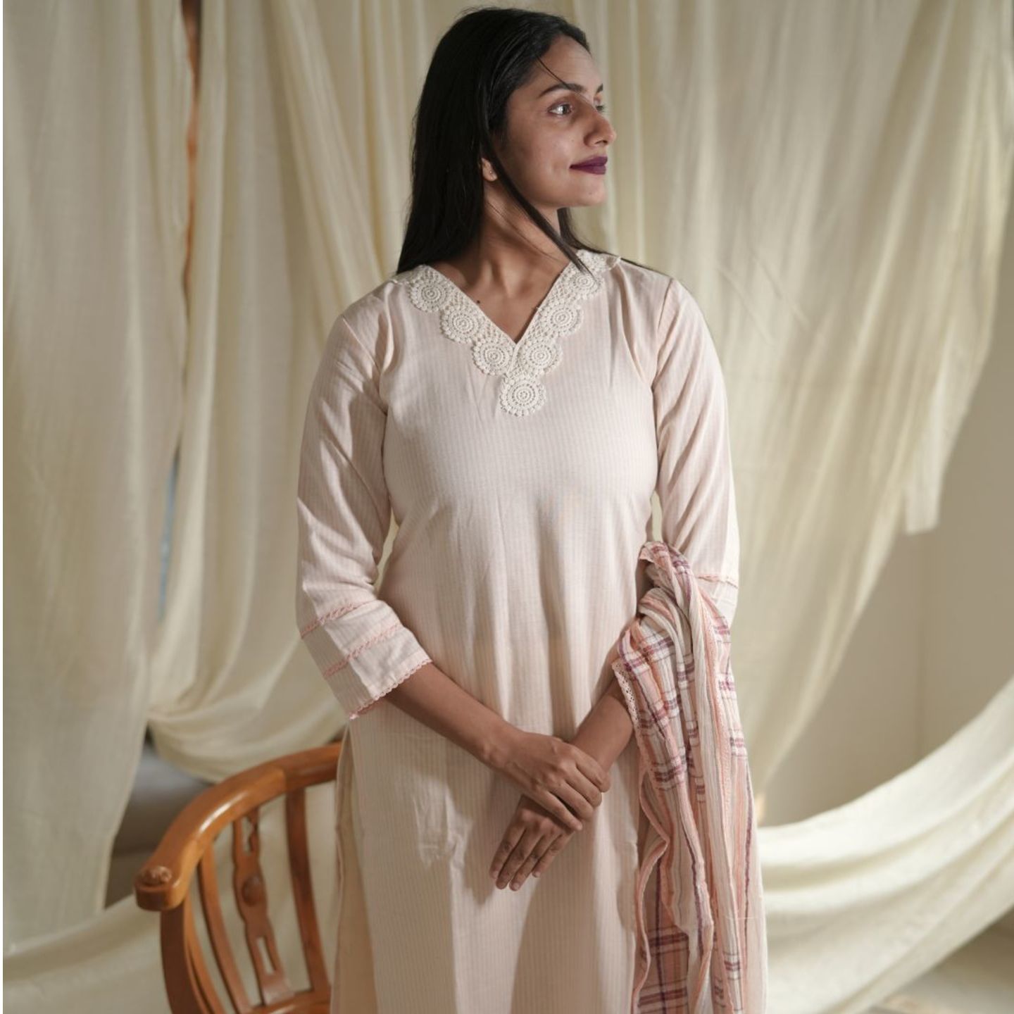 LINEAR COTTON SUIT SET H009