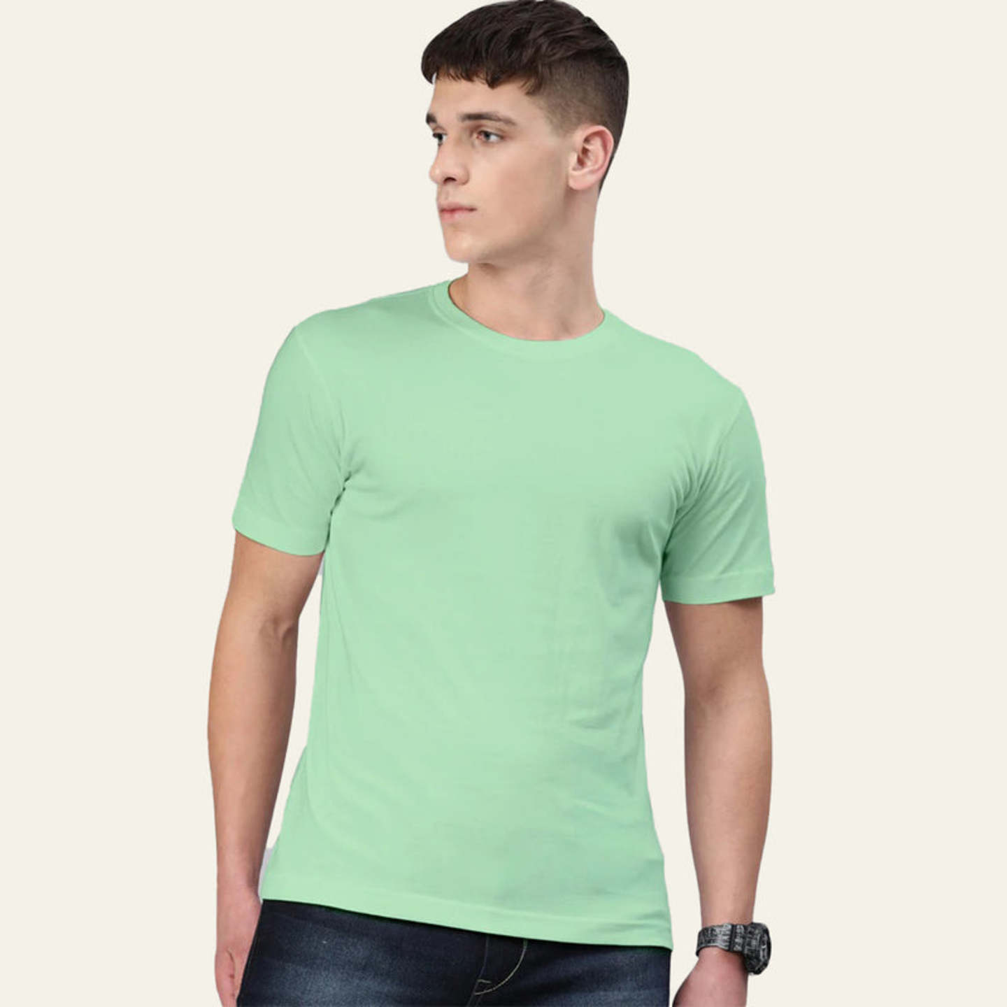 MINT-GREEN SOLID PLAIN TSHIRT