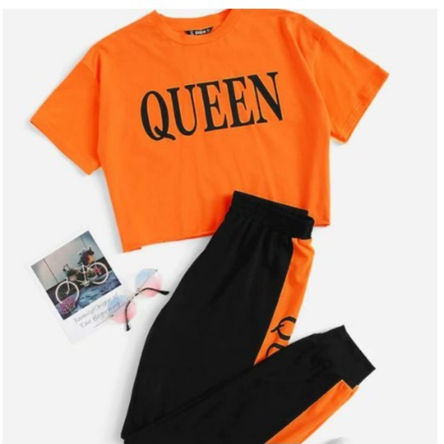 Queen Half Sleeves Sports Wear Top+Bottom Track Suit Set..