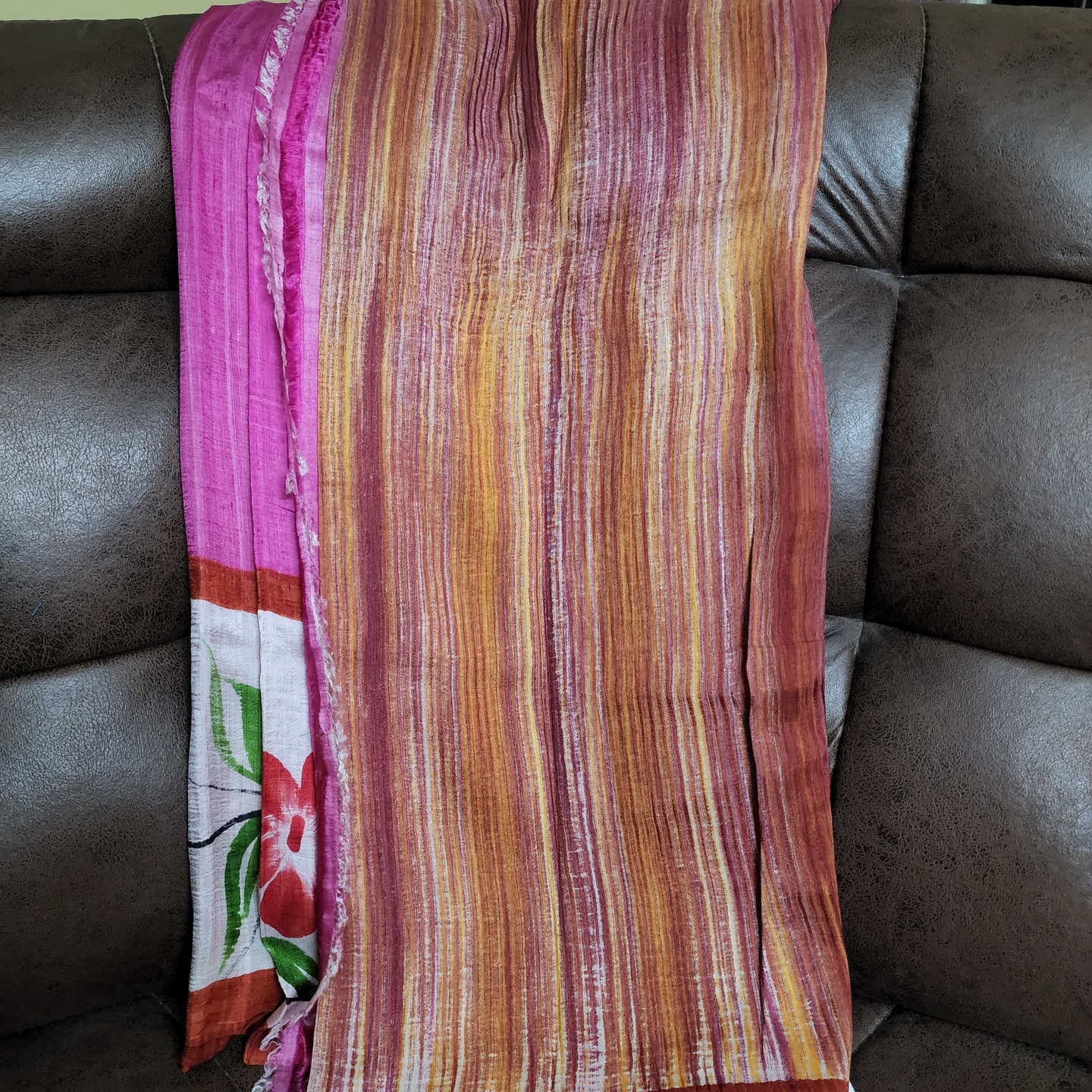 DKC1SKA2-P-MUV042-Hand painted Half and Half Pure Silk saree