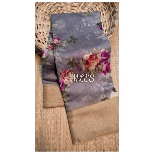 DLS13- Floral Linen Silk Sarees