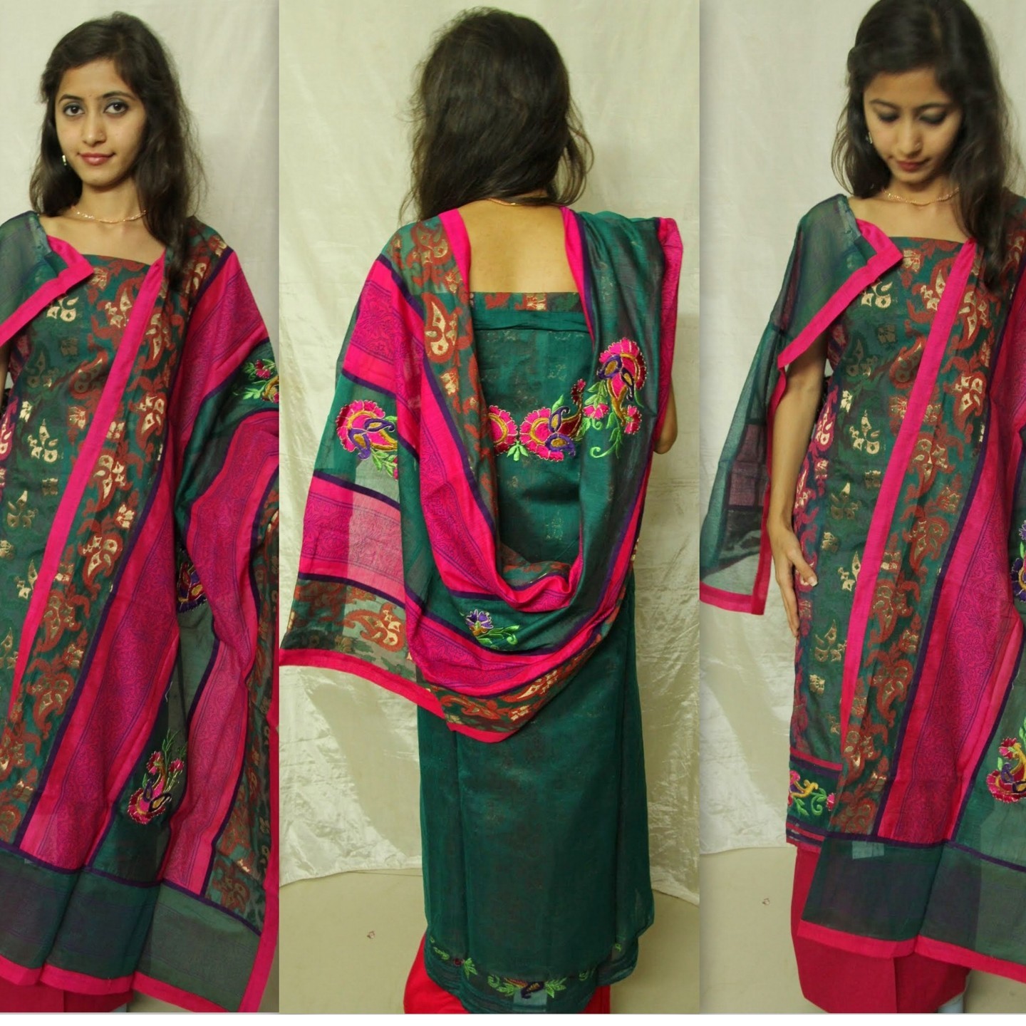 DKC2SCA10-SCV002-P - Benarasi brocaded Silk cotton Salwar suit