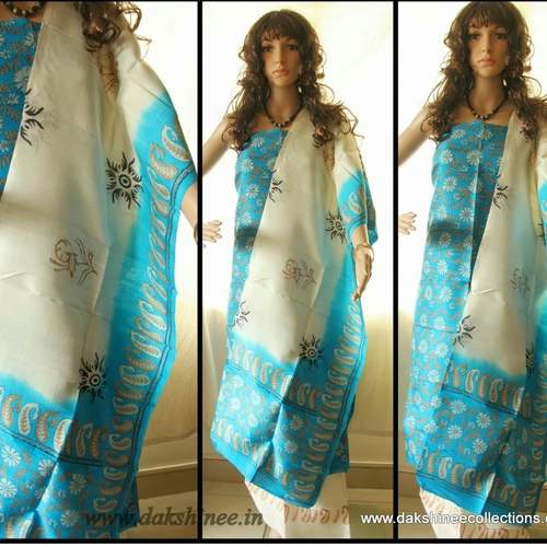Block printed murshidabad Silk Salwar Suit