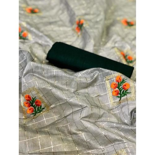 DFM06 - Fabric Modal cotton checks saree with banglori Silk blouse