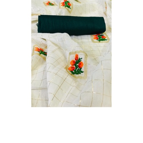 DFM04 - Fabric Modal cotton checks saree with banglori Silk blouse