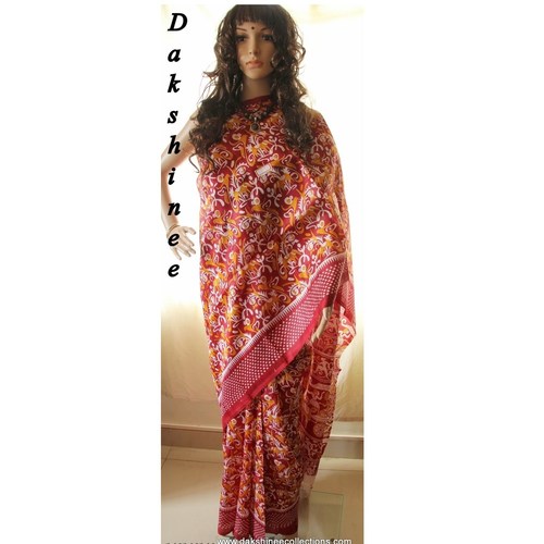DKC1SKA2-MUR002-P- Block Printed Silk Saree