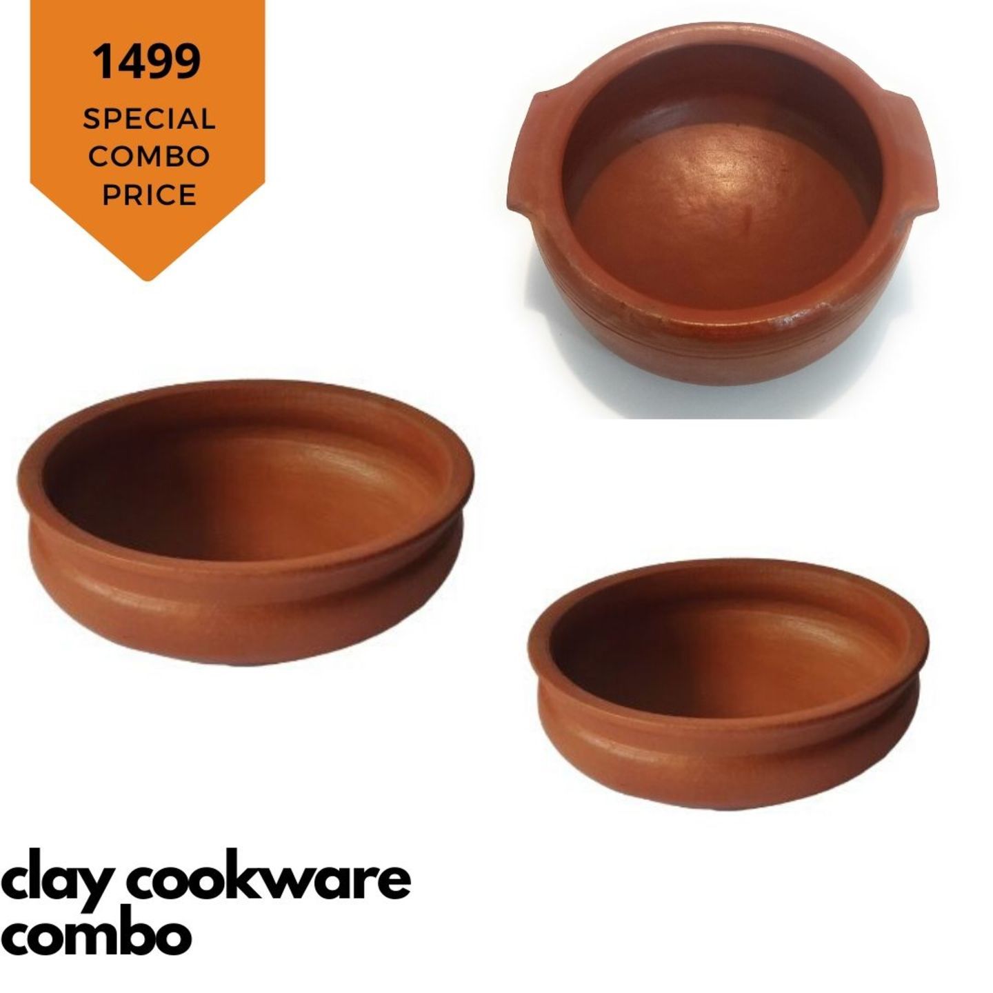Pre Seasoned Clay Cookware Comboset of 3