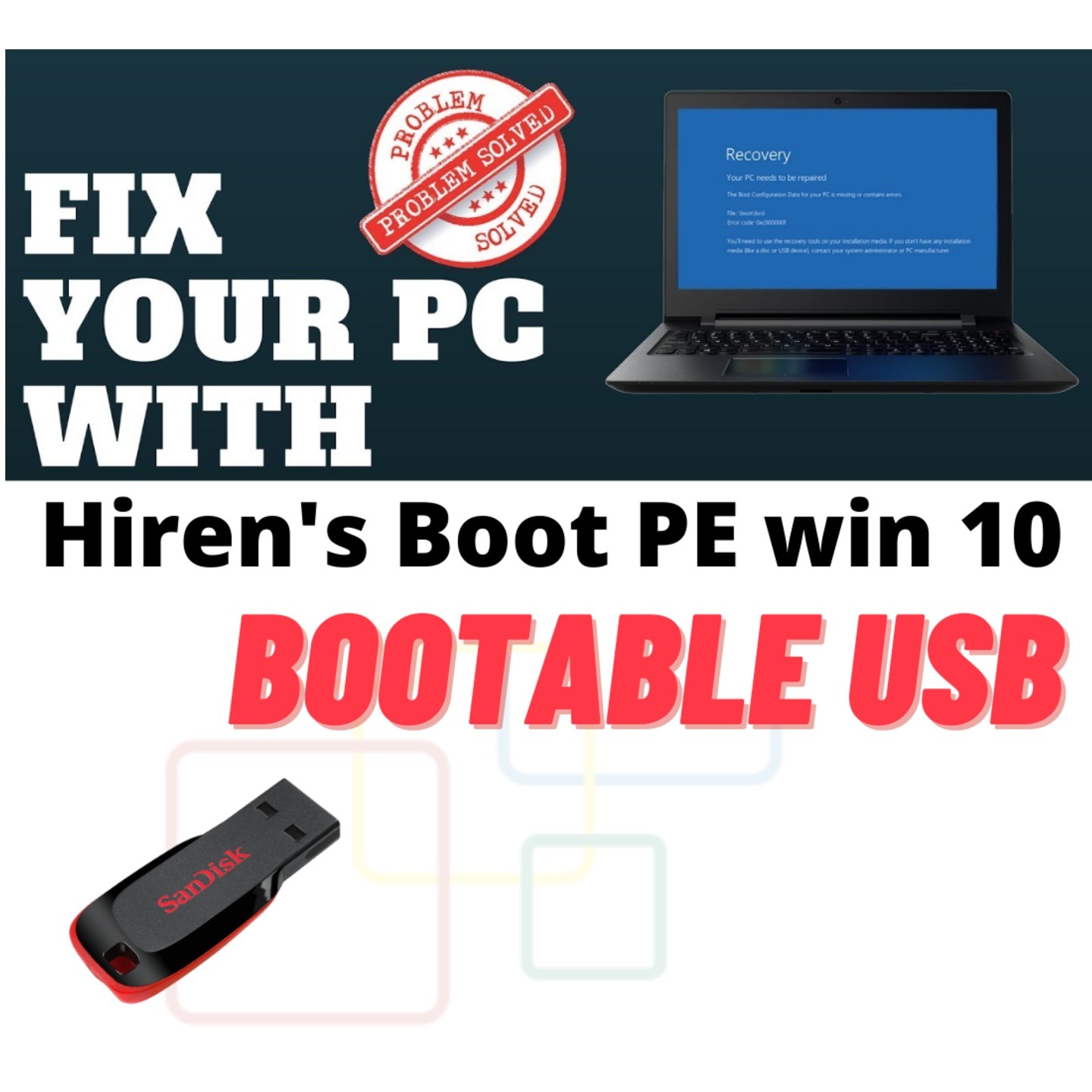 TekyMeky Hirens Boot CD 16.2 Tool to Fix & Repair All PC Problems LIVE BOOTABLE Version with 16 GB USB Pendrive & DVD