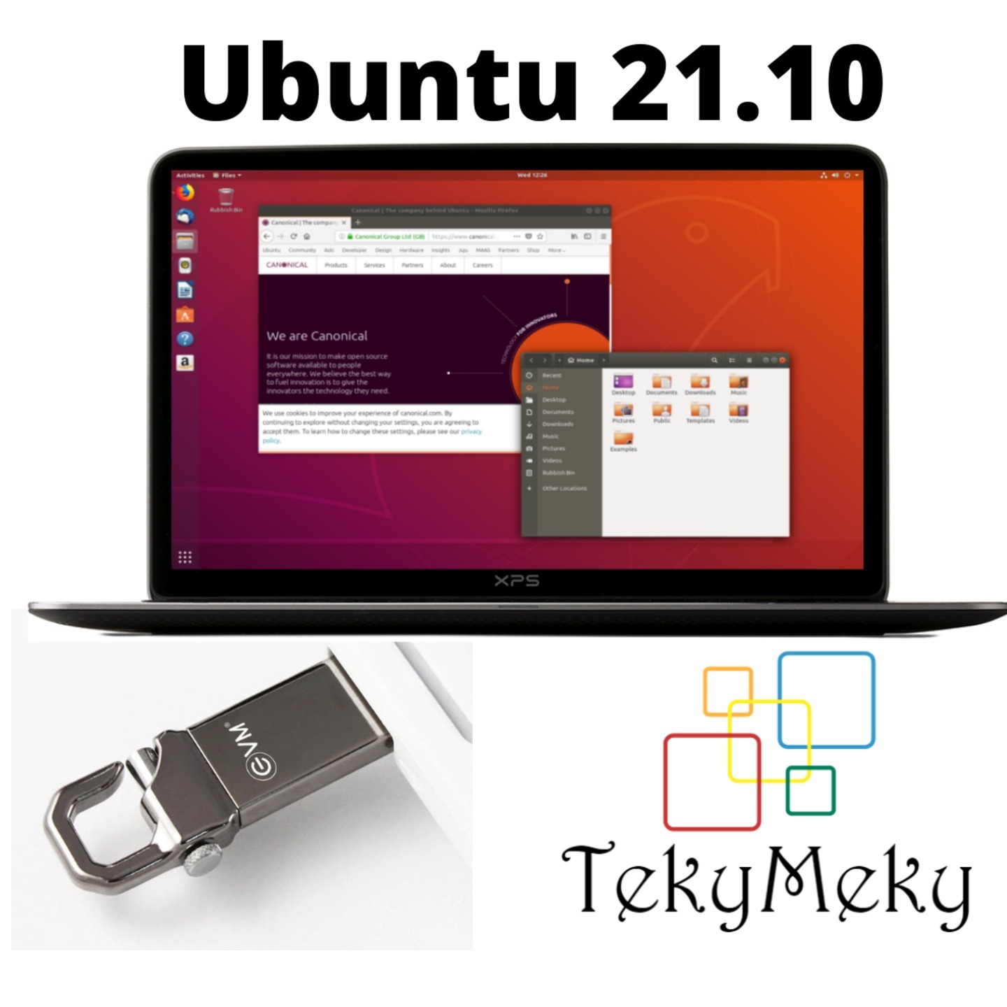 Ubuntu Linux Ver 21.10 Live + Installer 64 Bit Desktop Operating System with 16Gb Metal USB