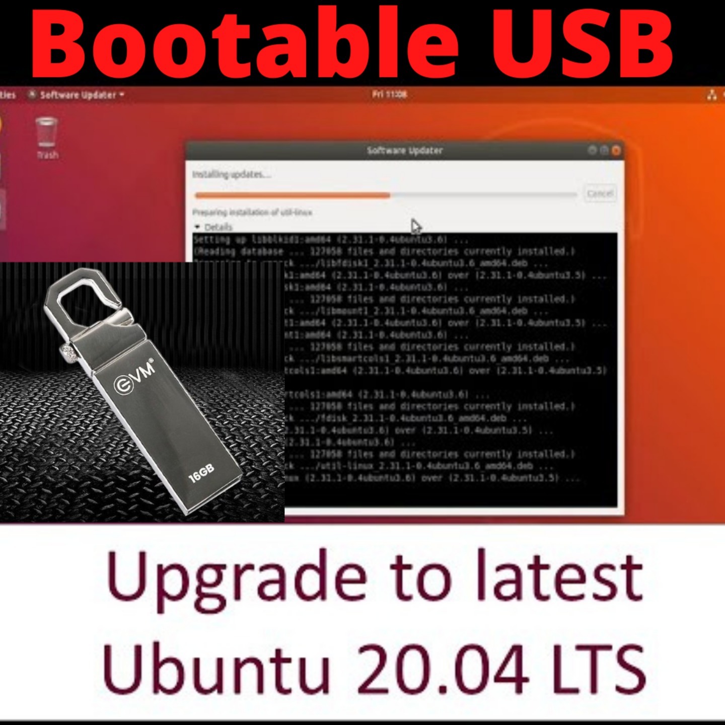 Ubuntu Linux Ver 20.04.3 LTS Live + Installer 64 Bit Desktop Operating System with 16Gb Metal USB