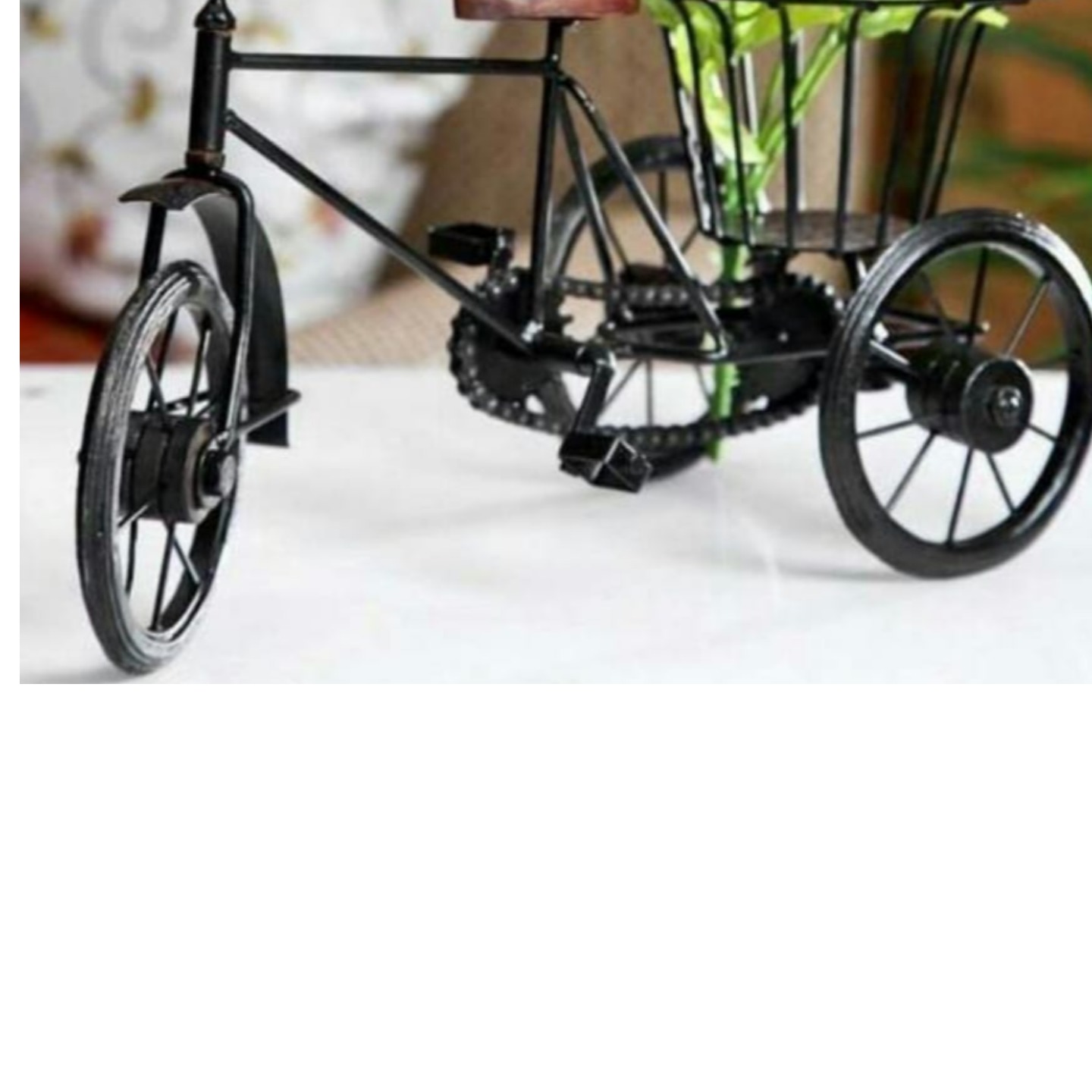 SGKN Cycle Home Decorative Flower Vase Table Showpiece Rickshaw Miniature(G)