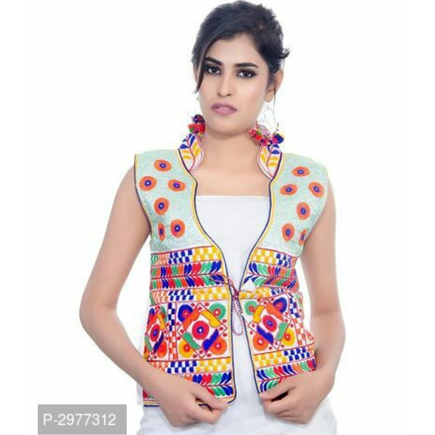 SGKN Kutch Work Alluring Dupion Silk Women's Waist Length Jacket(G)