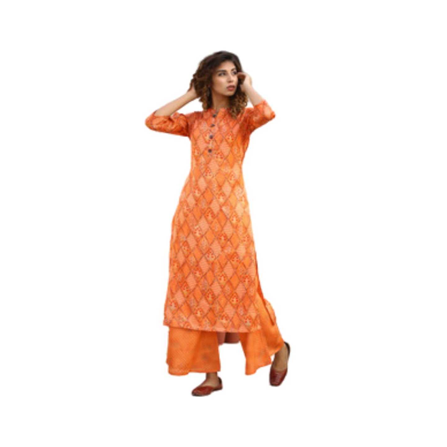 Sohas Kurti With Palazzo For Women Orange