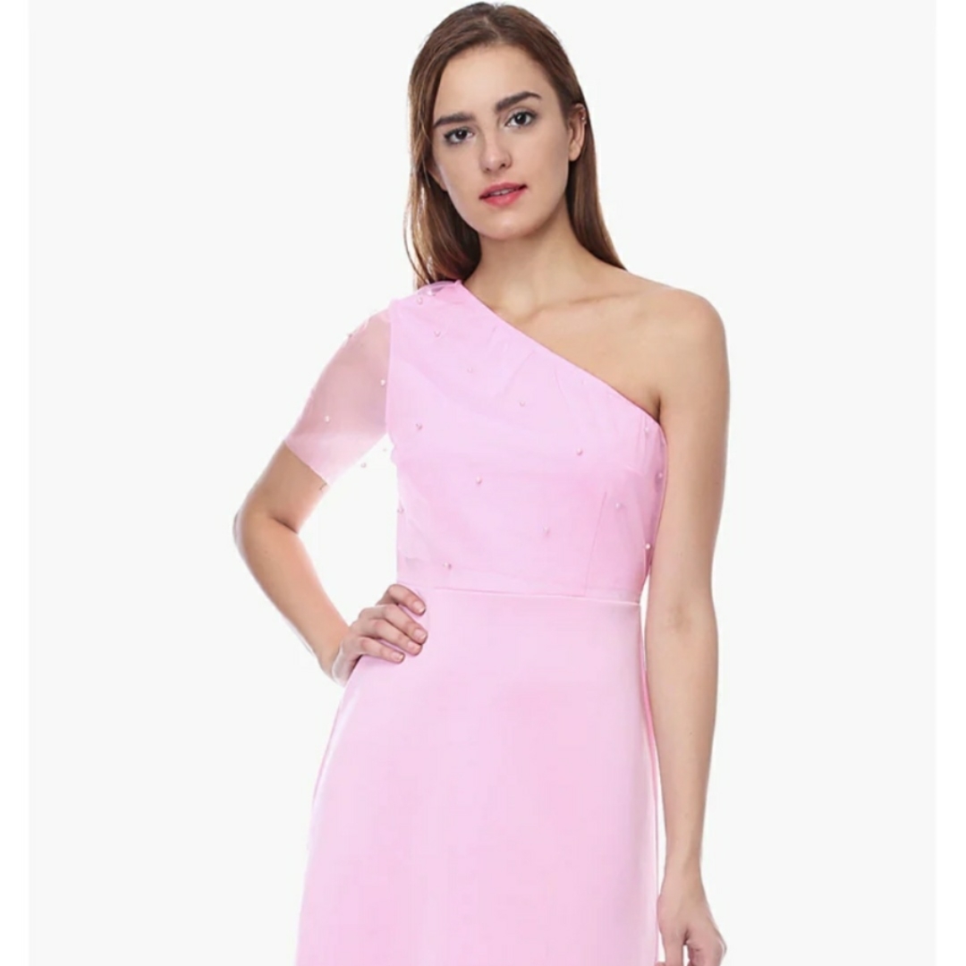 La Loft Womens One-shoulder Solid Mini Dress