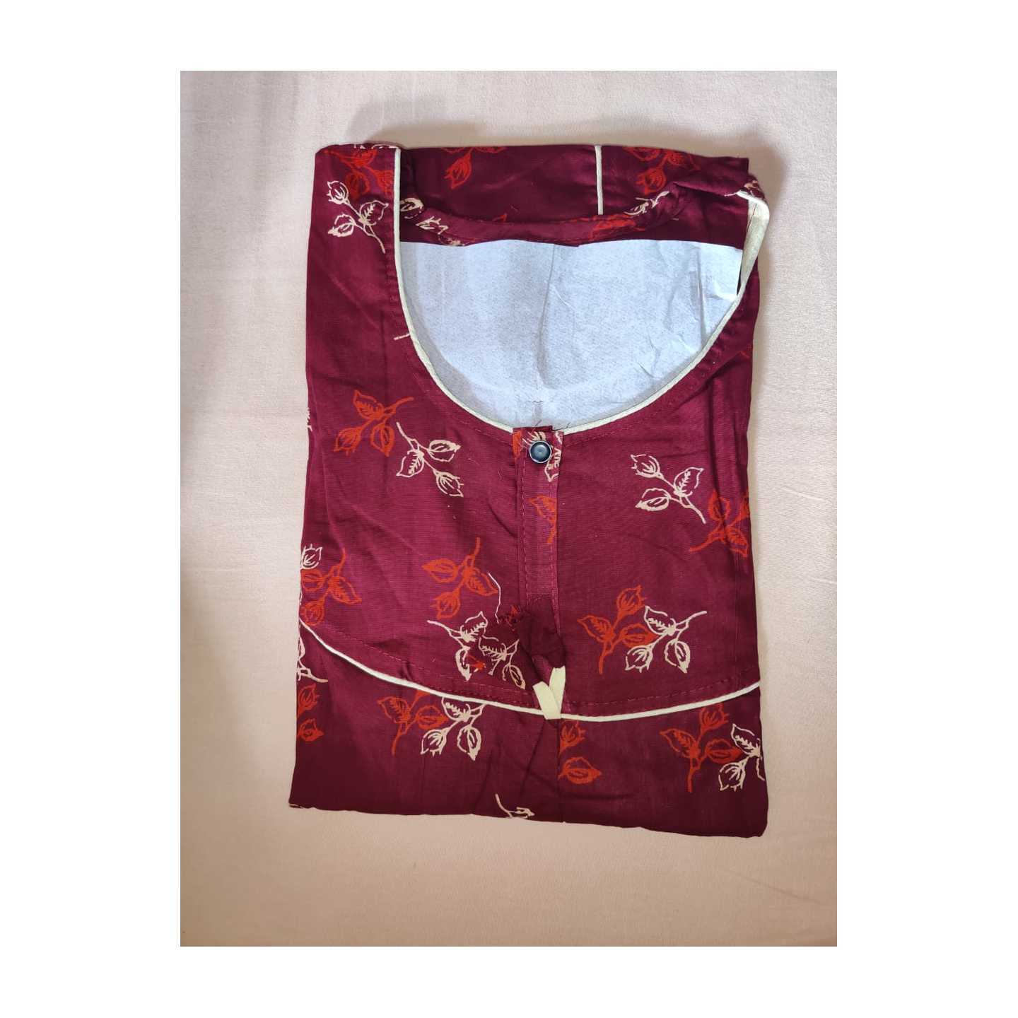 Sohas 100 Pure Cotton Batik Print Night Gowns for Women - Multicolour, Free Size