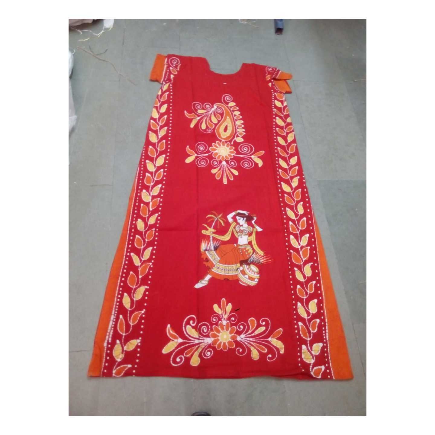 Soha's 100% Pure Cotton Batik Figure Print Night Gowns for Women - (Multicolour, Free Size)