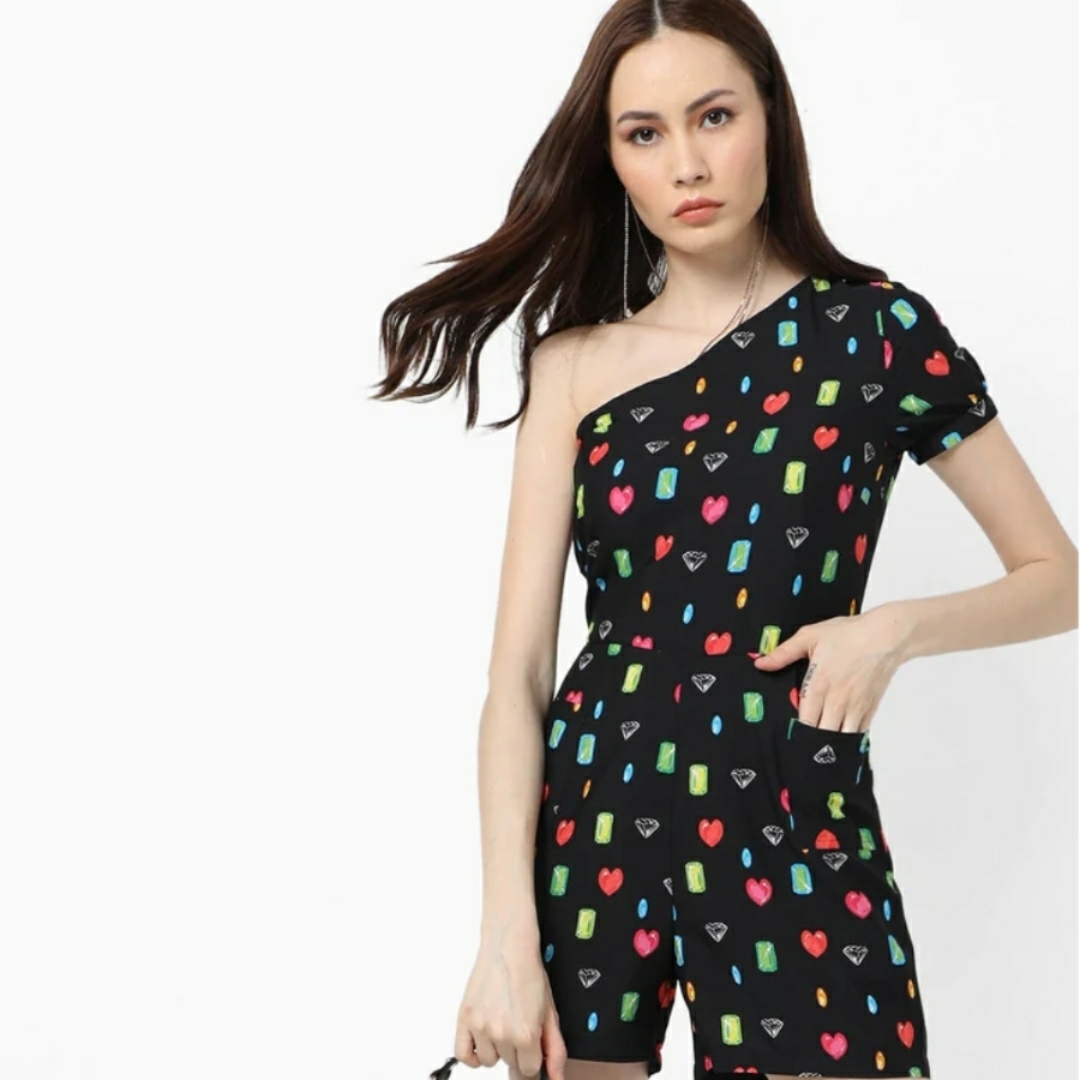 Trends One-shoulder Printed Jumpsuit  PlaysuitFor Women