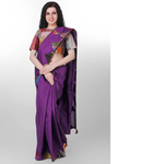 Purple Dupion Silk Kantha Applique Saree