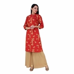 Red Gold printed Kurta