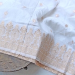 White Benarsi Silk Dupatta/Odhini