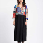 Black Kantha-Embroidered Cotton Kurta with Pants (Set of 2)