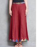 Red Cotton silk Kantha patch Palazzo with Kantha Belt Set of 2