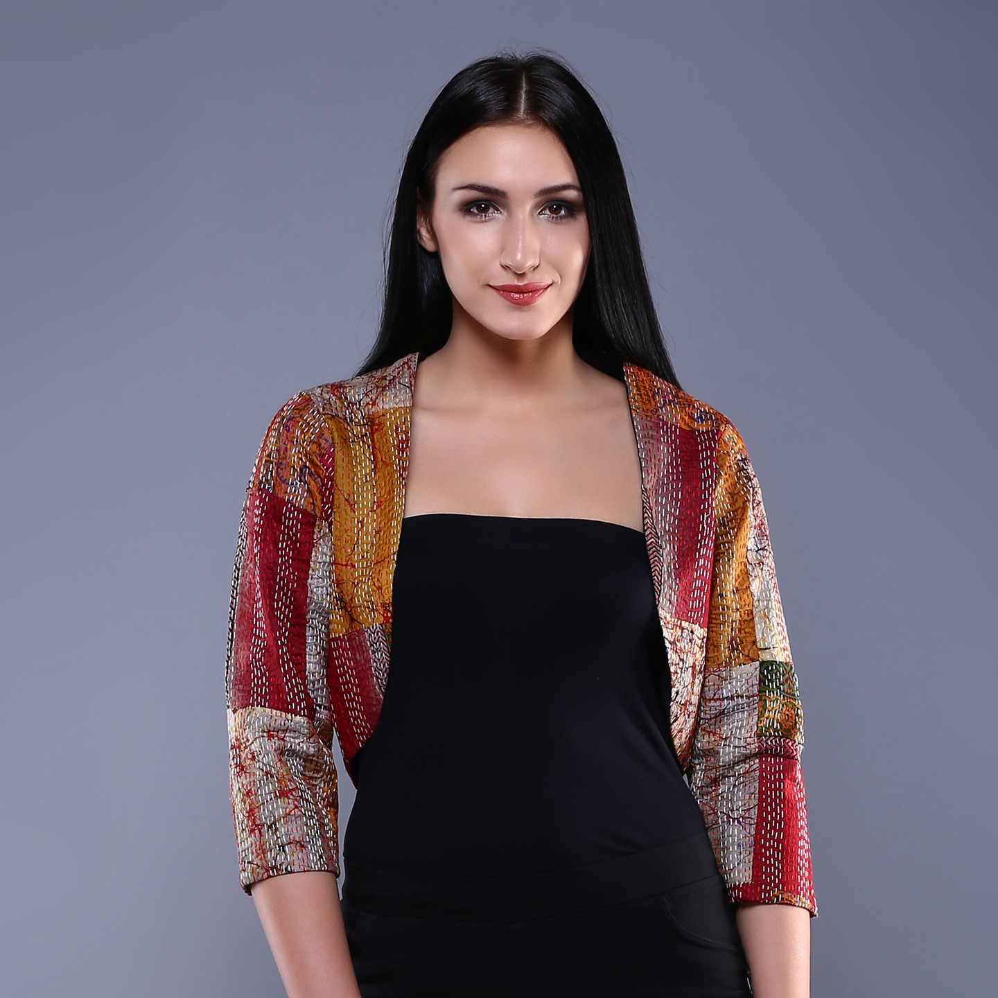 Vintage Silk Kantha Shrug