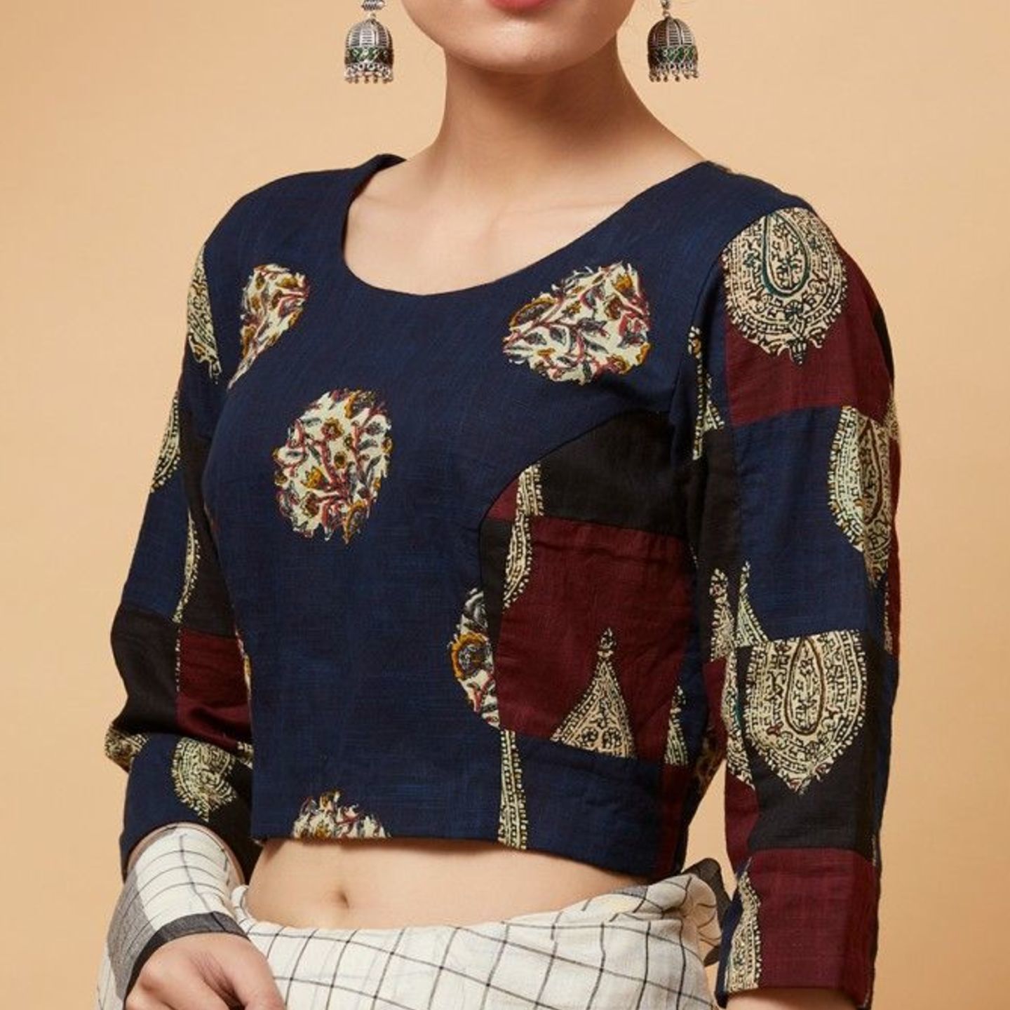 Printed Patch Cotton Blouse
