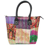 Vintage Silk Kantha Multi colored Indian Ethnic Tote Bag